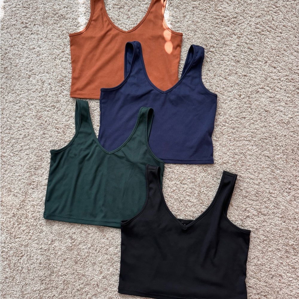 SHEIN V-Neck Cropped Tank Top - Rust, Navy, Forest Green & Black